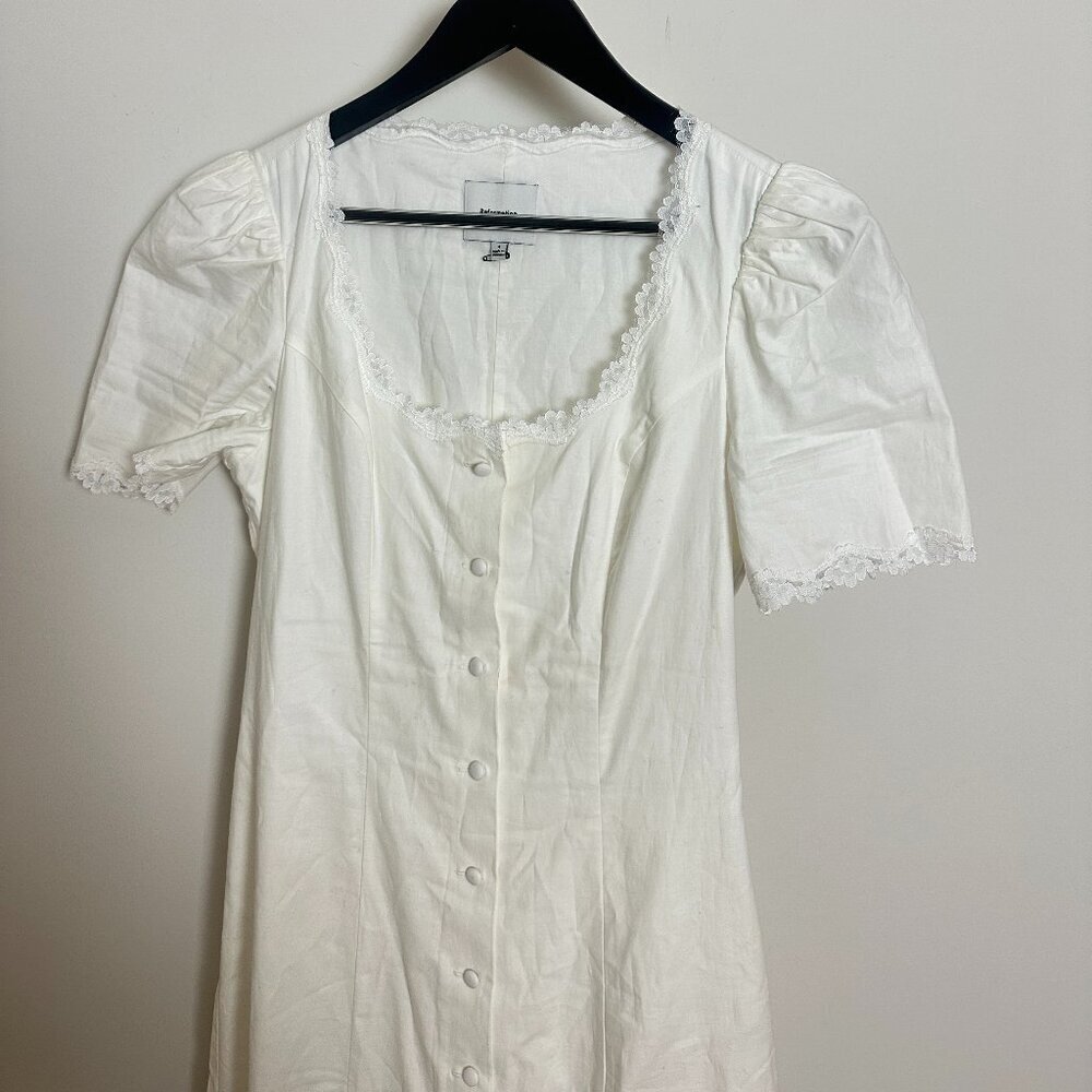 REFORMATION Alida Organic Cotton Button-Up Midi Dress in White Size US 4 - Picture 5 of 15